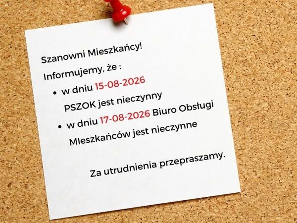 Informacja o otwarciu punktu w dniach15 i 17 sierpnia 2026